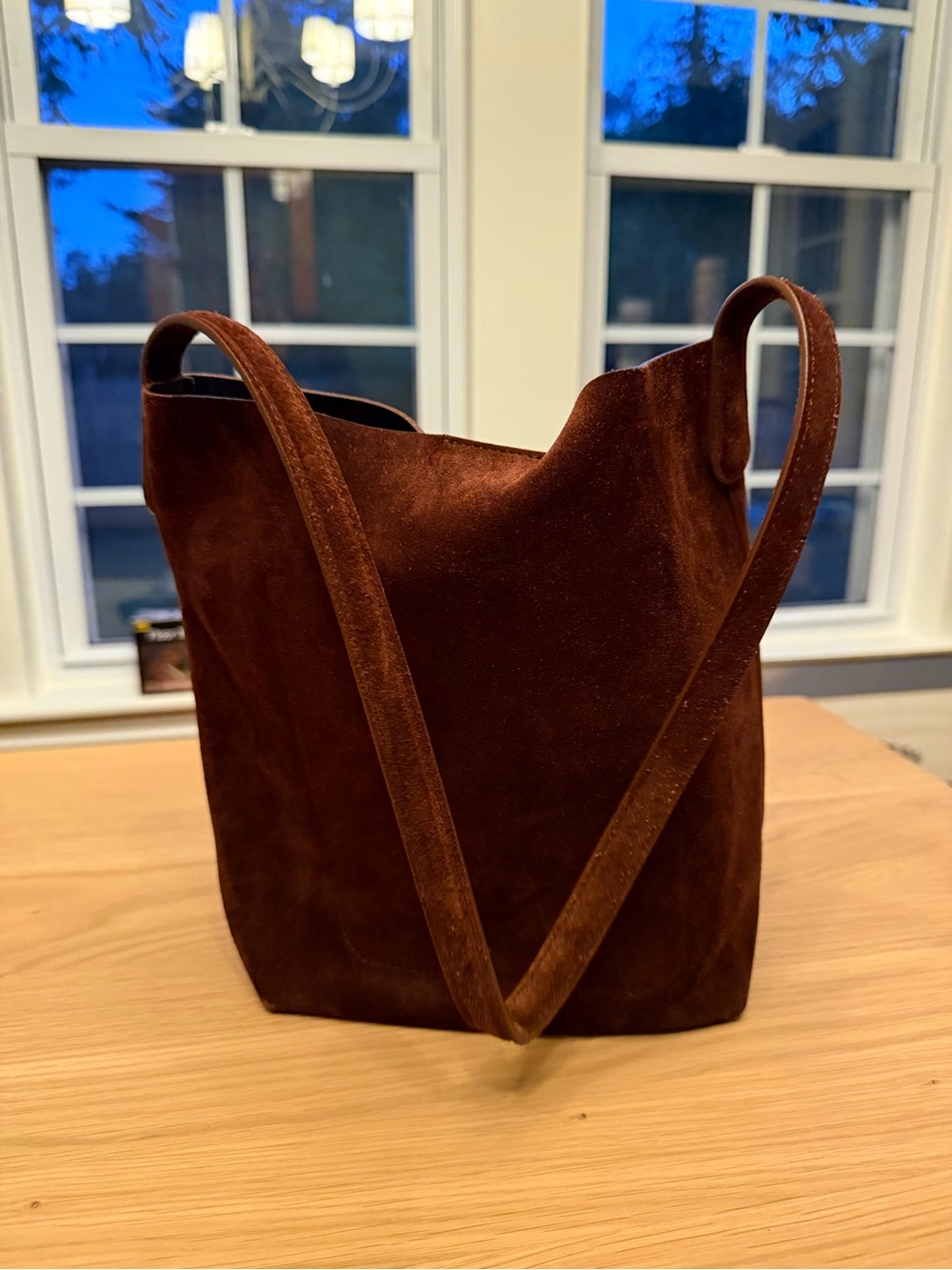 Mansur Gavriel Brown Suede Bucket Tote - Picture 1 of 5
